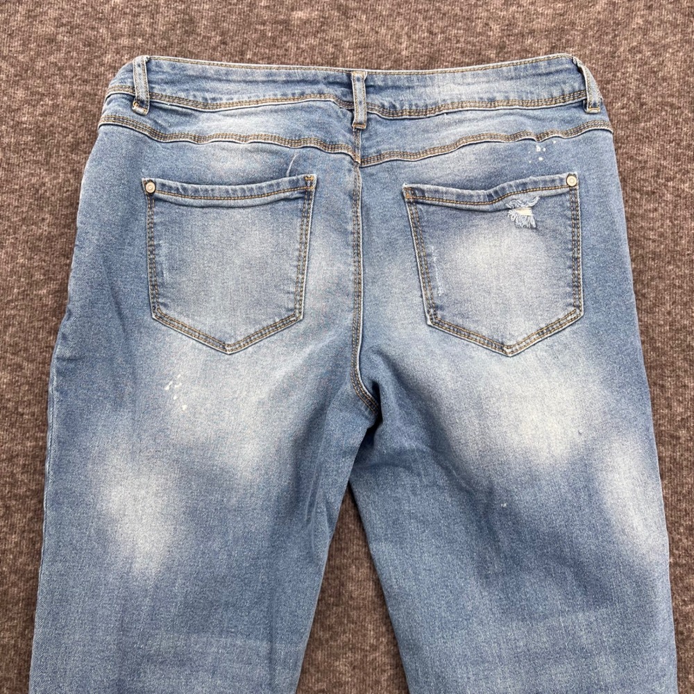 EST. 1946 Denim Womens Low Rise Straight Leg Distressed Boho Fringe Jeans Size 8 - Picture 10 of 15